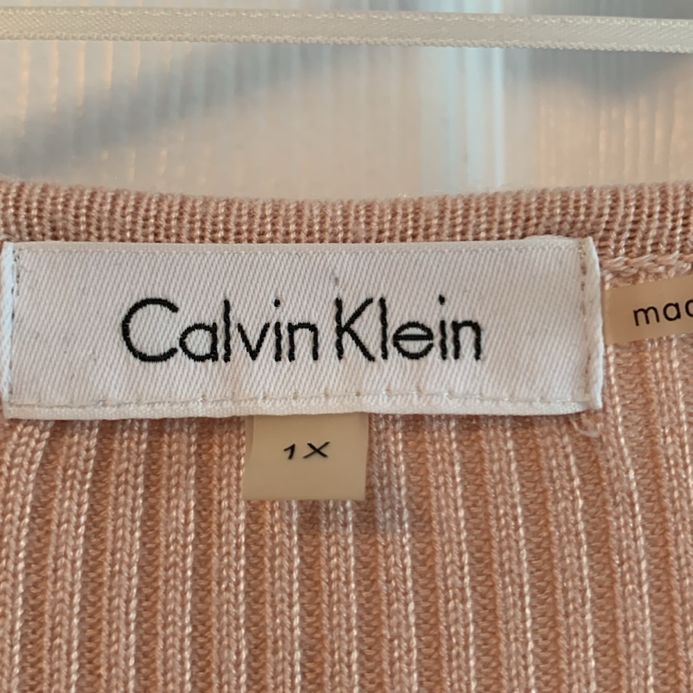 Women’s Calvin Klein 1x neutral cream zip spring sweater - Picture 4 of 5